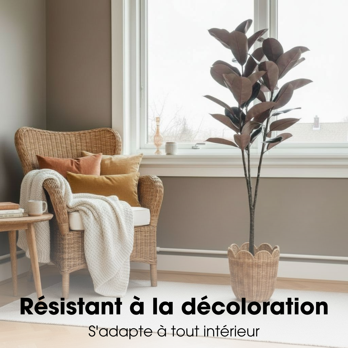 Plante artificielle RUBBERPLANT rouge, MICA DECORATIONS