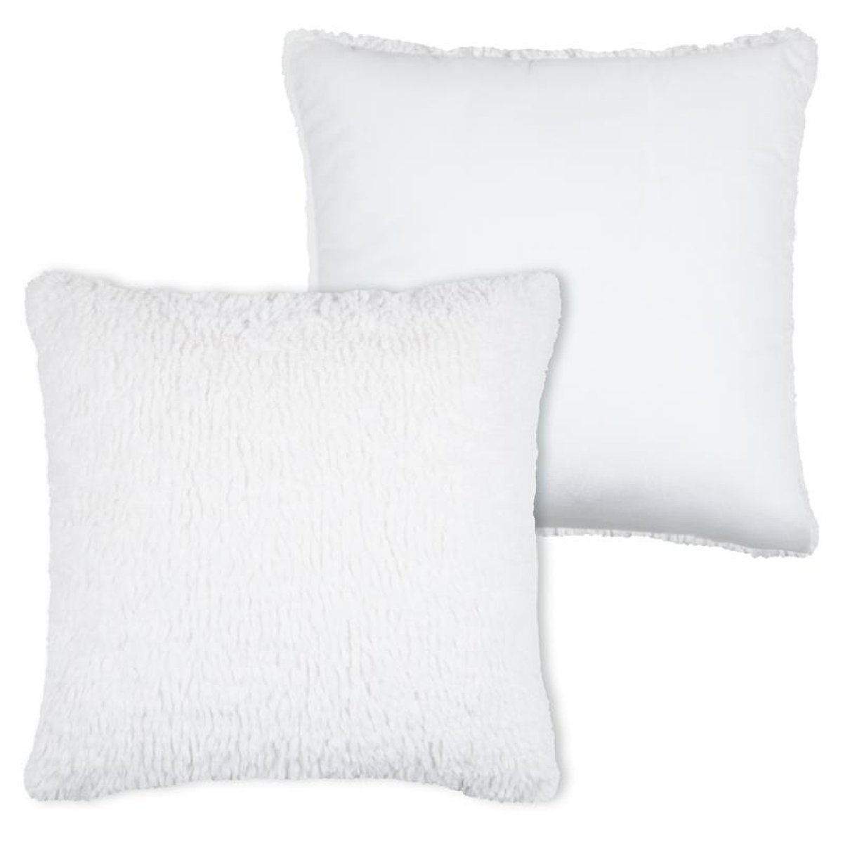 Coussin carré imitation fourrure avec recto velours blanc, LOVELY CASA