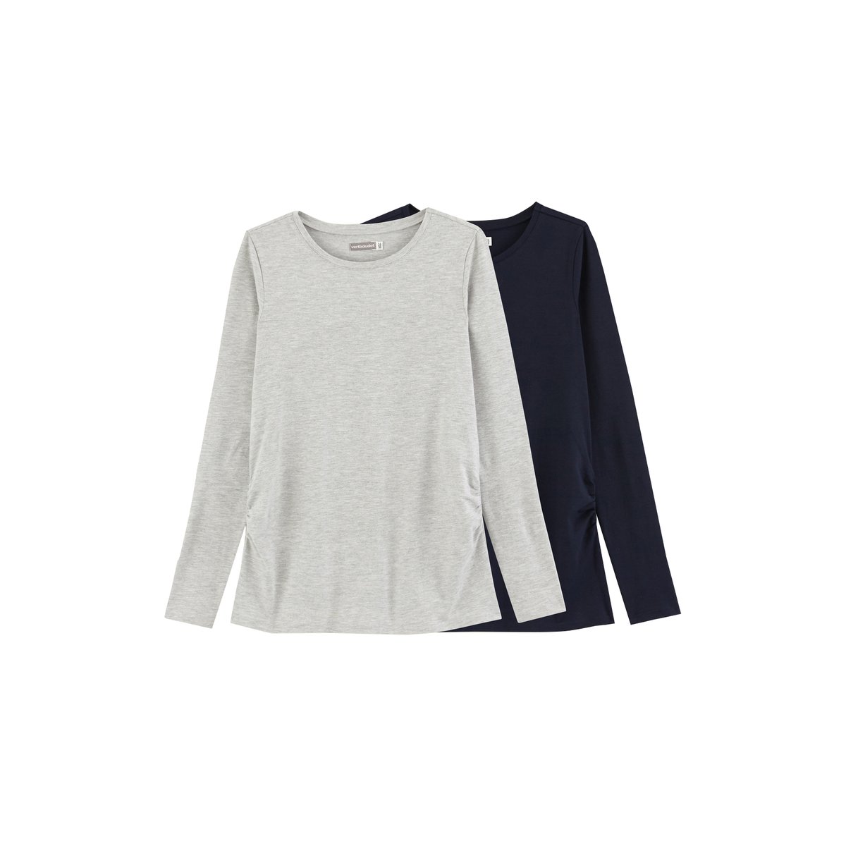 Lot de 2 T-shirts manches longues grossesse lot marine/gris, VERTBAUDET