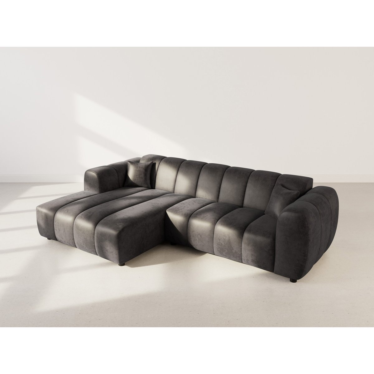 Canapé d'Angle gauche 4 places - CURTIS noir, BEST MOBILIER