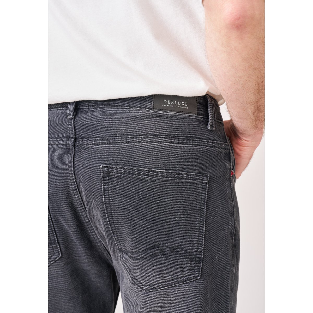 Jean straight homme en coton noir délavé SAUL gris foncé délavé, DEELUXE
