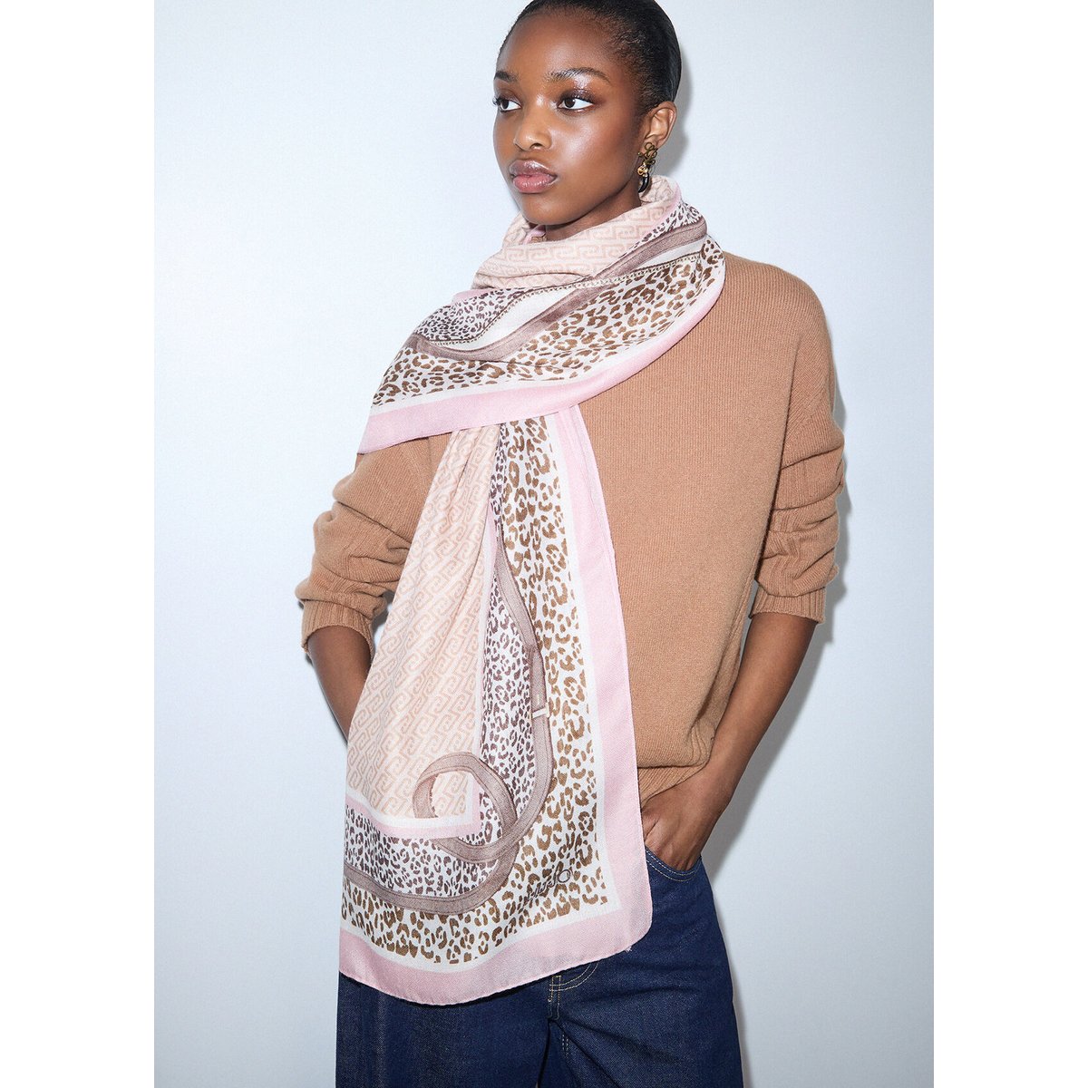 Étole imprimé animal avec sangles rose camée, LIU JO