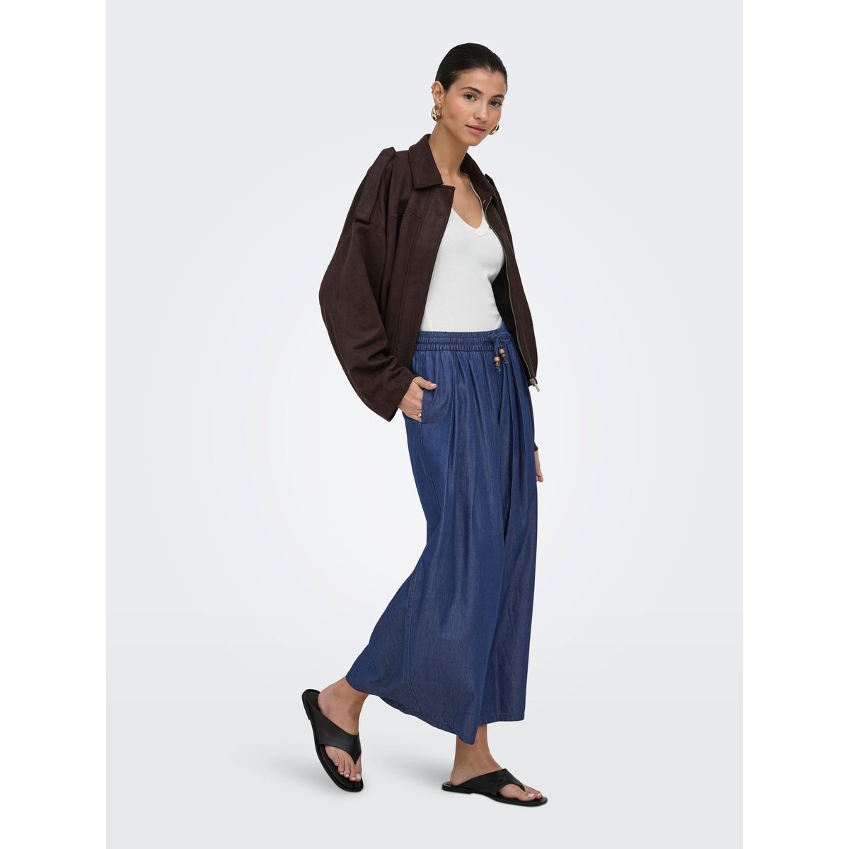 Jean À Jambe Large dark blue denim, ONLY
