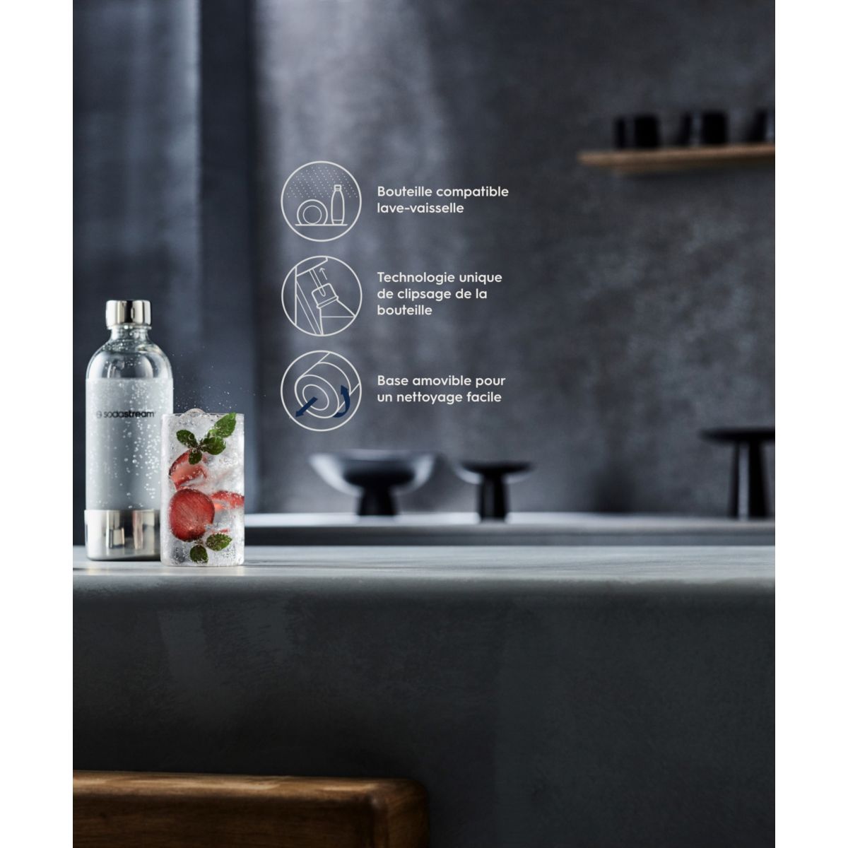 Bouteille 1L lave-vaisselle ENSO Métal couleur unique, SODASTREAM