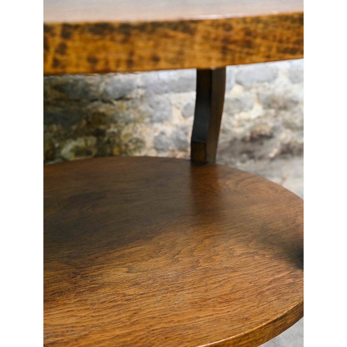 Table d'appoint ronde en bois Francine N°1520 - Bon état bois foncé, DEBONGOUT