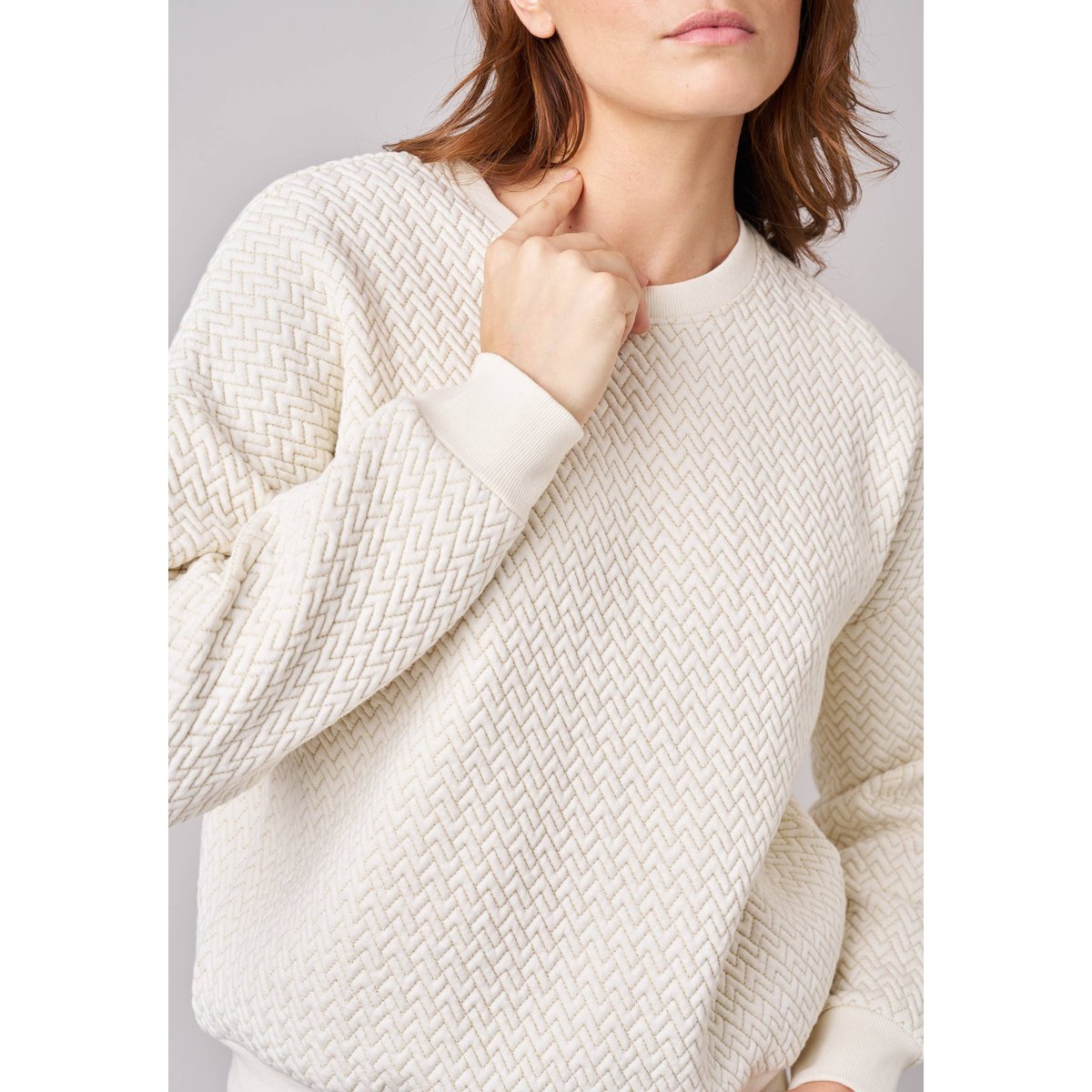 Sweat regular femme molletonné SALMA off white, DEELUXE
