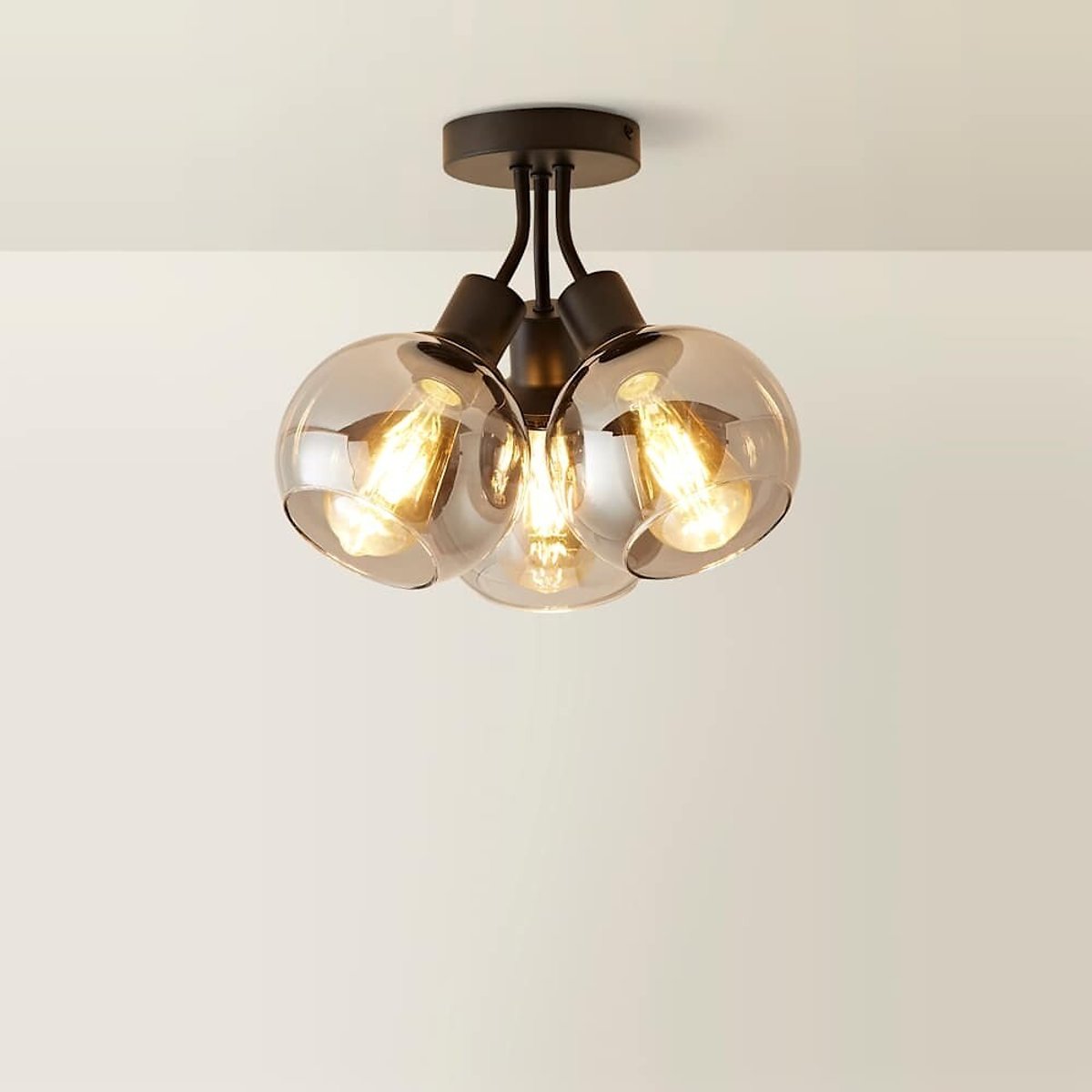 Brady 3-Light Glass Globe Cluster Ceiling Light black, SO'HOME