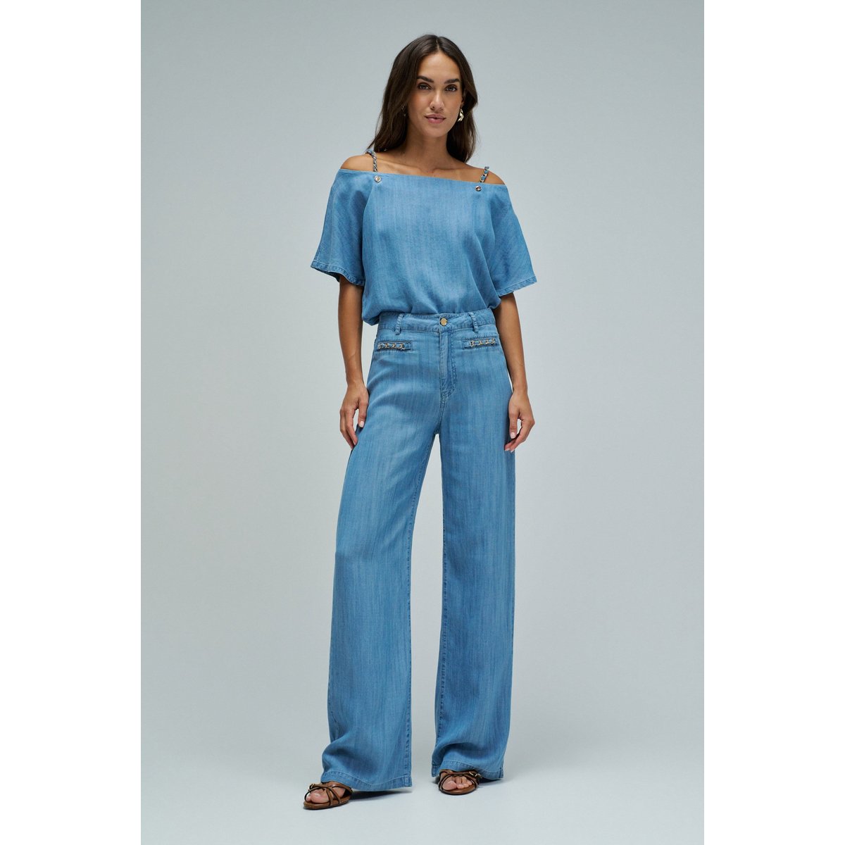 PANTALONS EN LIGHTDENIM AVEC JAMBE WIDE bleu turquoise, SALSA JEANS