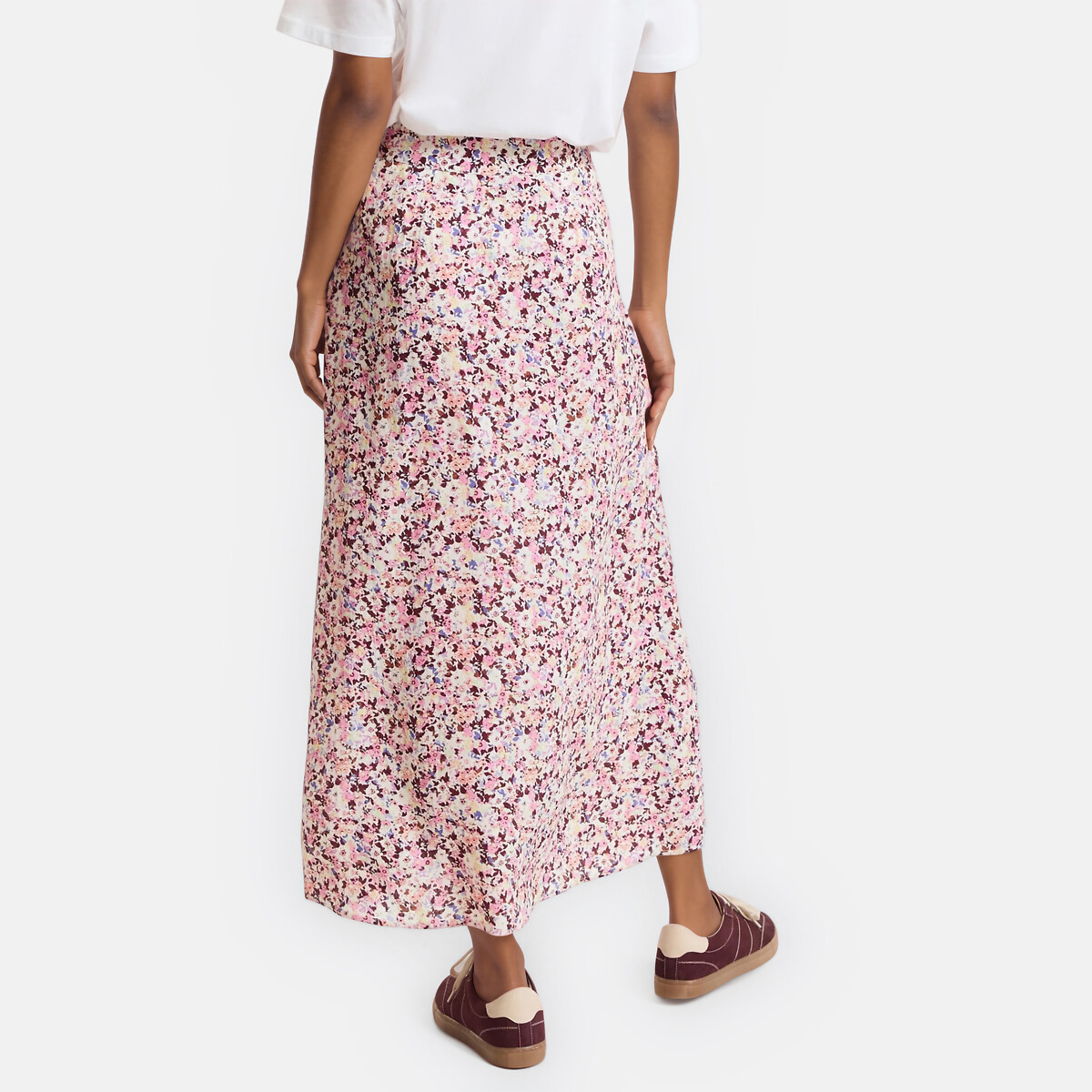 Gonna lunga con bottoni fantasia floreale fantasia a fiori multicolore, LA REDOUTE COLLECTIONS