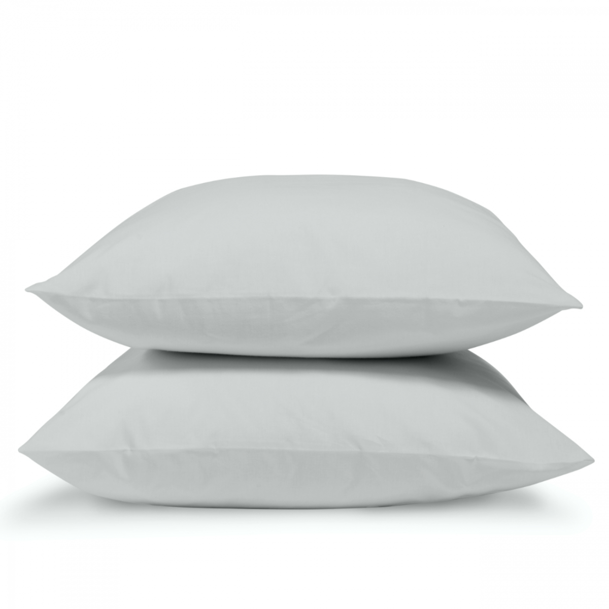 Lot de 2 Taies d'oreiller unie PERCALE DE COTON gris clair, BLEU CALIN