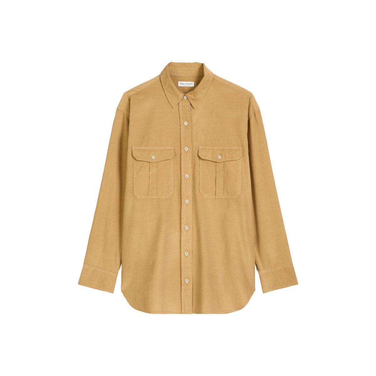Blouse en velours côtelé fin relaxed en mélange de coton organique et de lyocell beige, MARC O'POLO