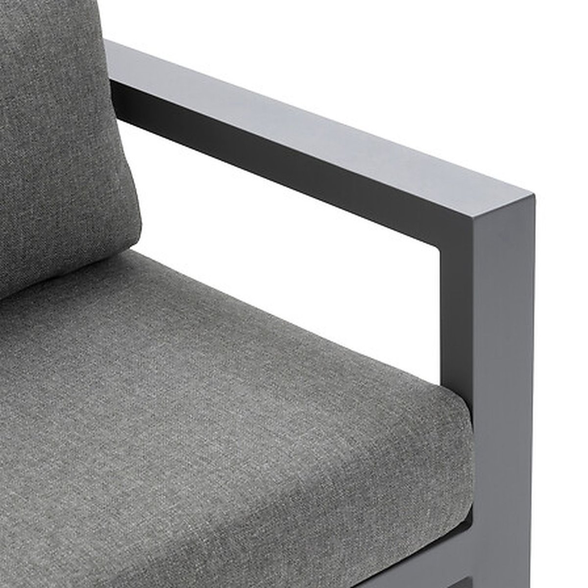 Salon d'angle de jardin 5 places en aluminium effet bois ÉVASION gris graphite, HESPERIDE
