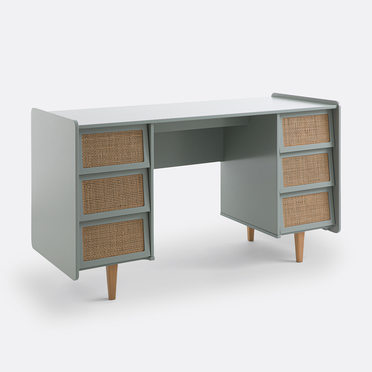 Kaya 6-Drawer Desk with 2 Cabinets light khaki green, LA REDOUTE INTERIEURS