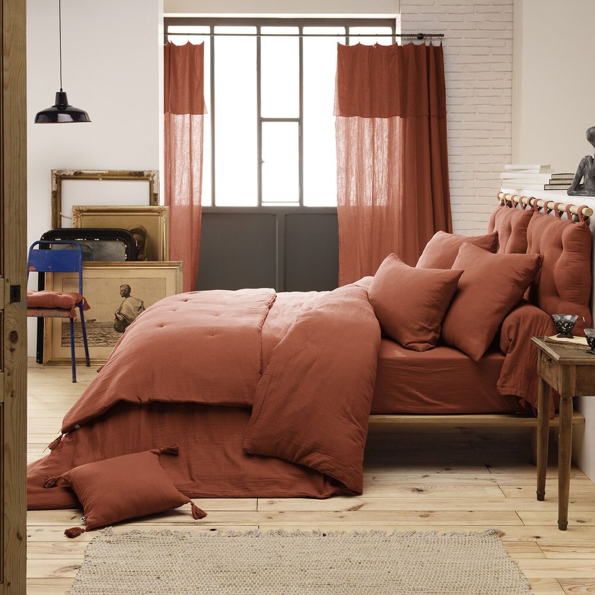 Drap Housse Gaze De Coton Uni terracotta, C DESIGN HOME TEXTILE