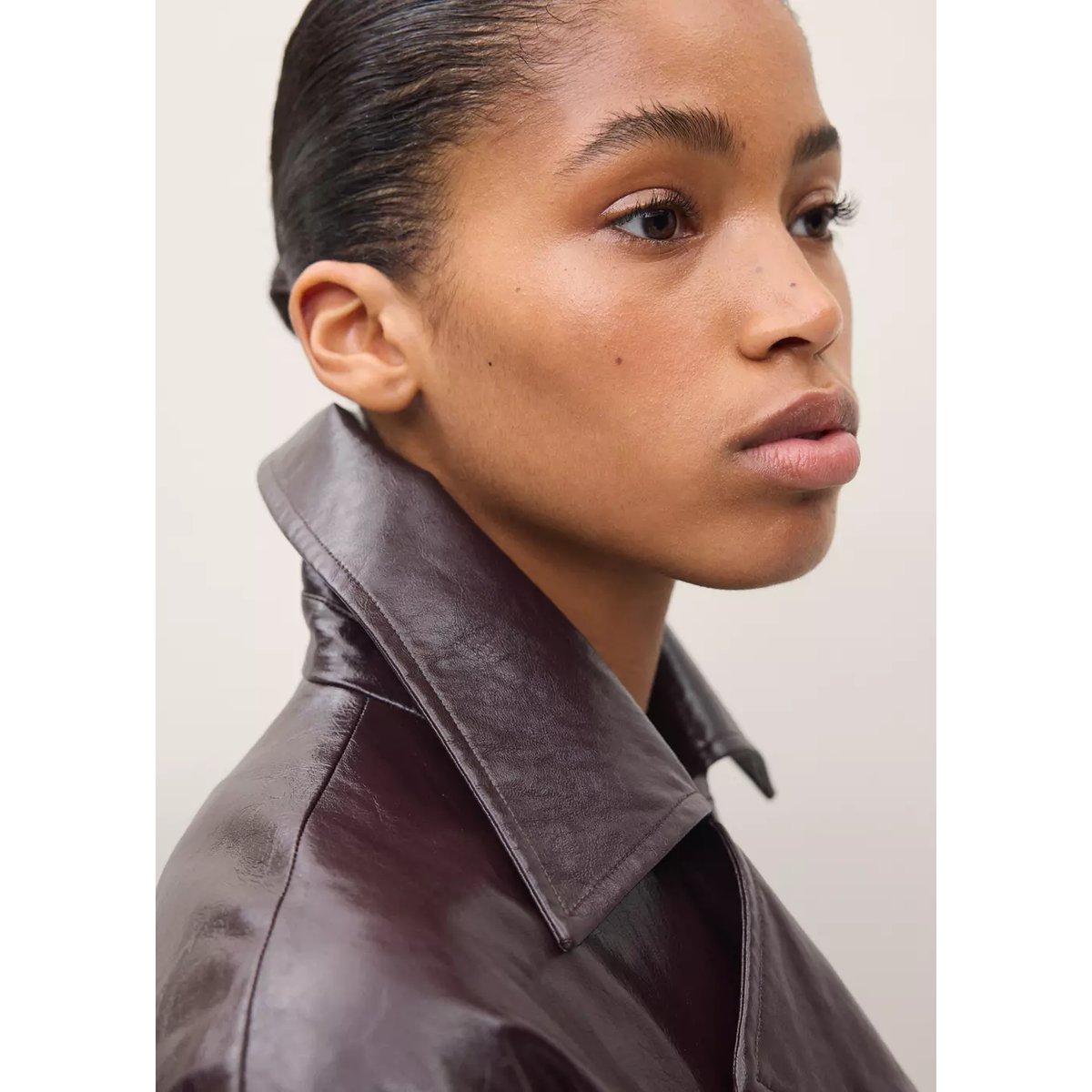Veste cuir synthétique à revers bordeaux, MANGO TEEN
