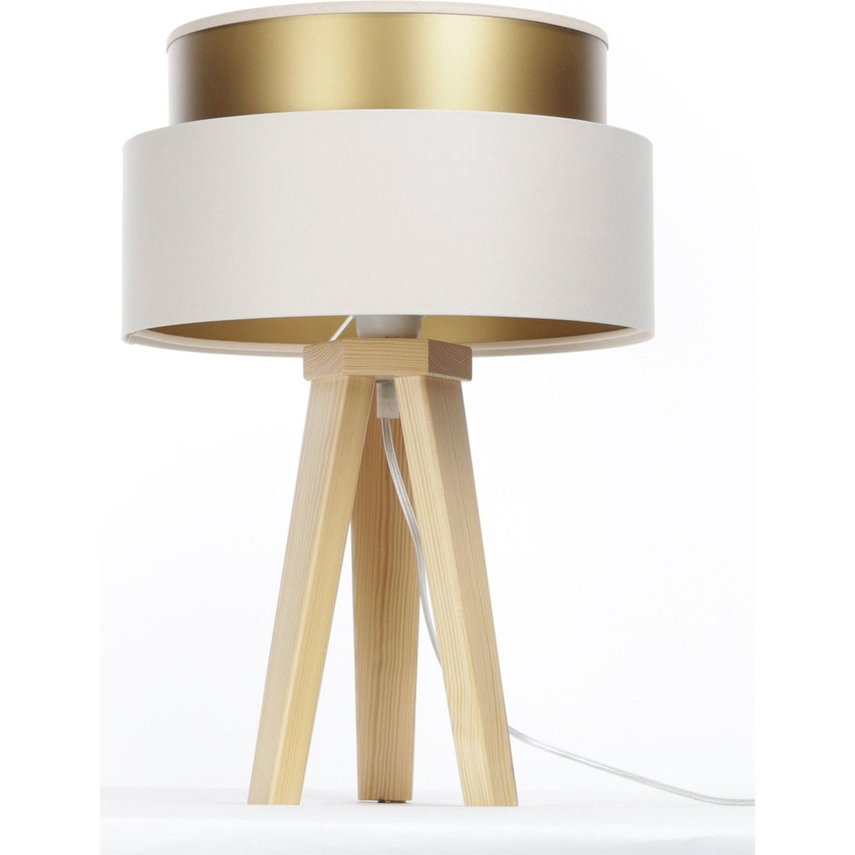 Lampe à poser en satin, DUO ELLEGANT crème satinée avec intérieur doré, BPS KONCEPT