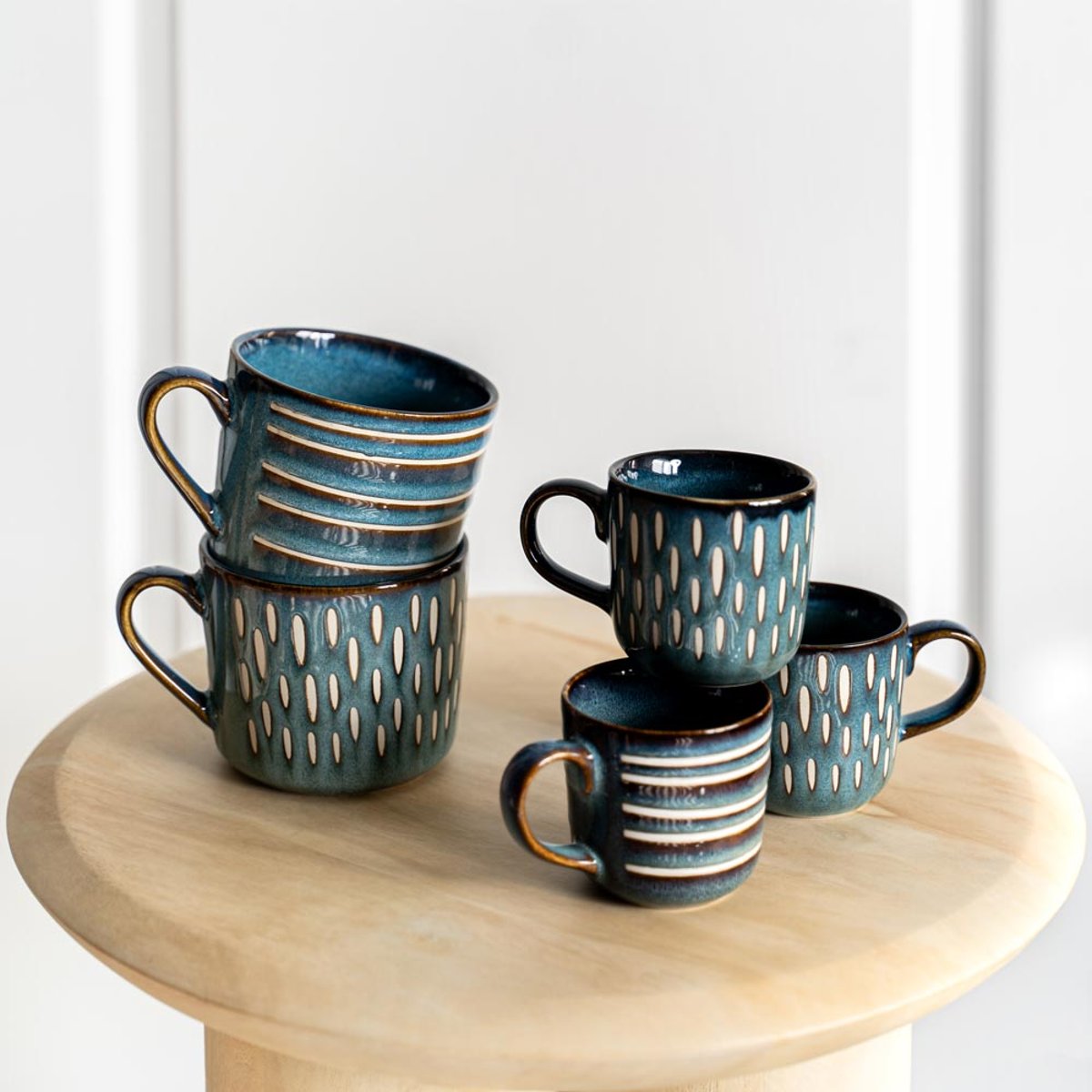 Coffret de 4 tasses Helsinki   18 cl bleu, TABLE PASSION