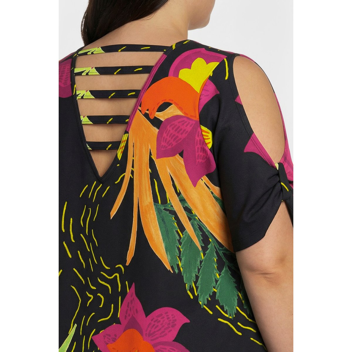 Robe en jersey motif chats noir, ULLA POPKEN