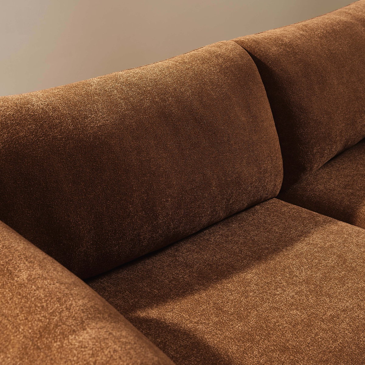 Canapé en tissu chenille tramé KURLY marron, SORELH