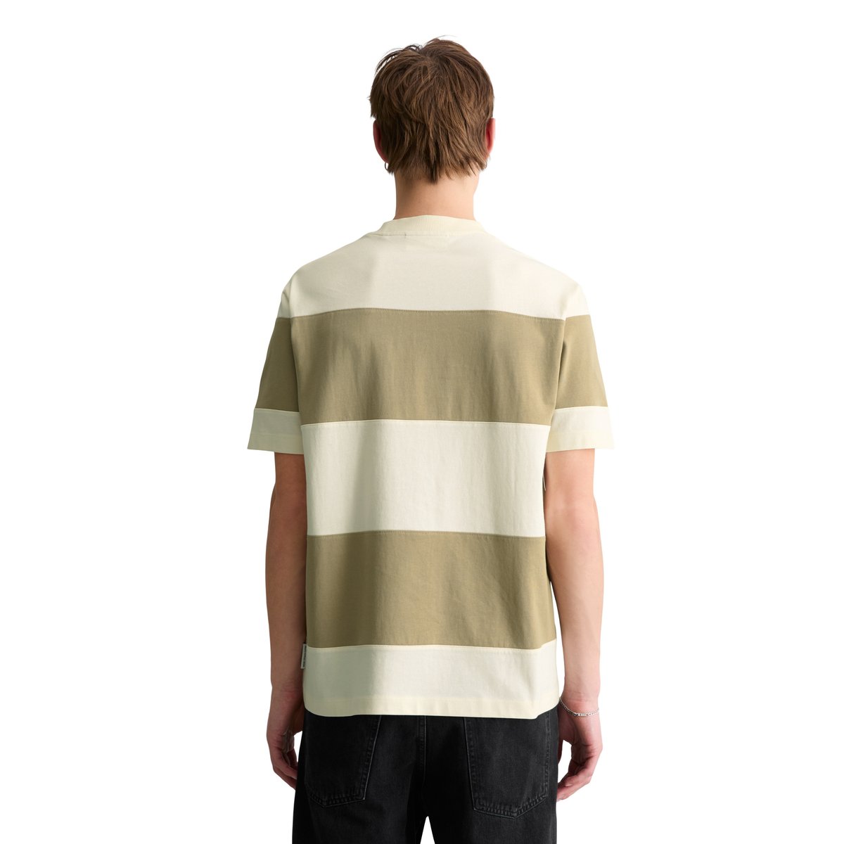 T-shirt relaxed avec des rayures en bloc cut-&-sew marron, MARC O’POLO DENIM
