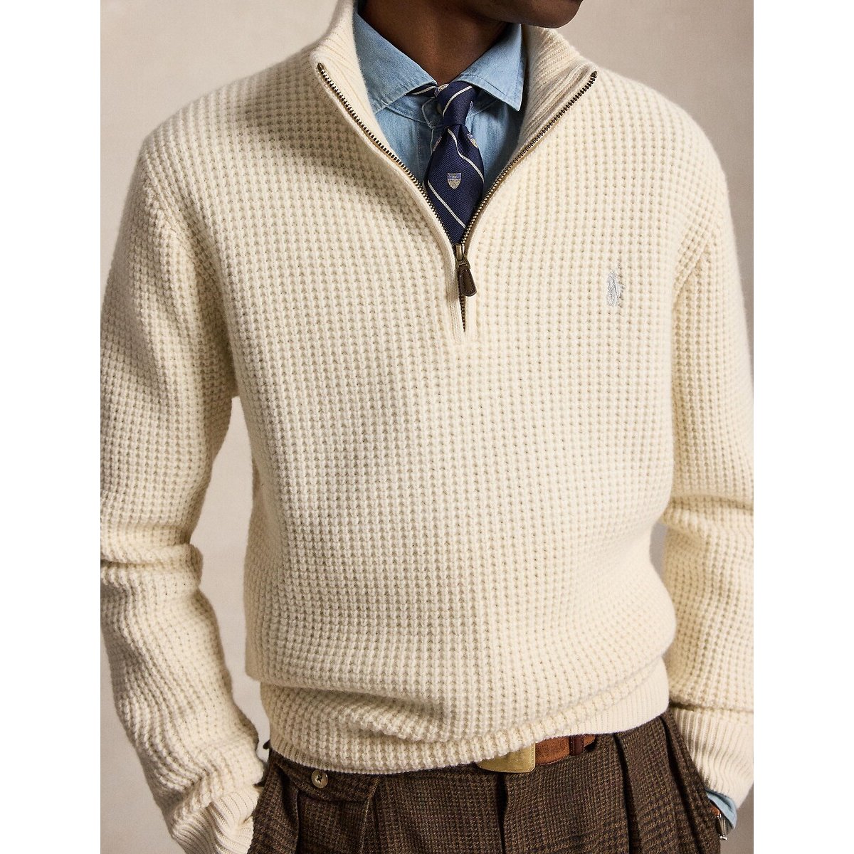 Pull camionneur, en laine mélangée crème, POLO RALPH LAUREN