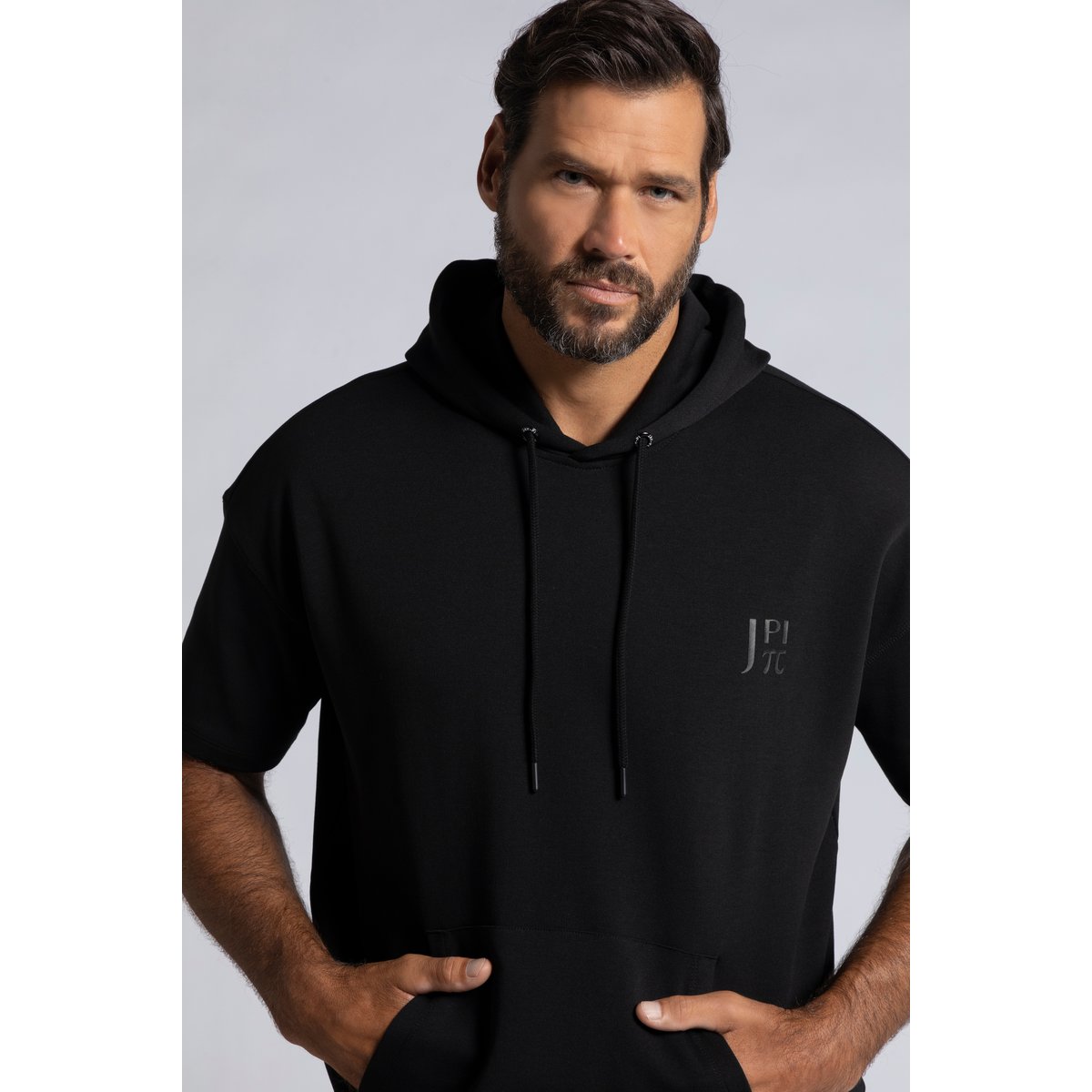 Sweat à capuche, manches courtes, QuickDry noir, JP1880