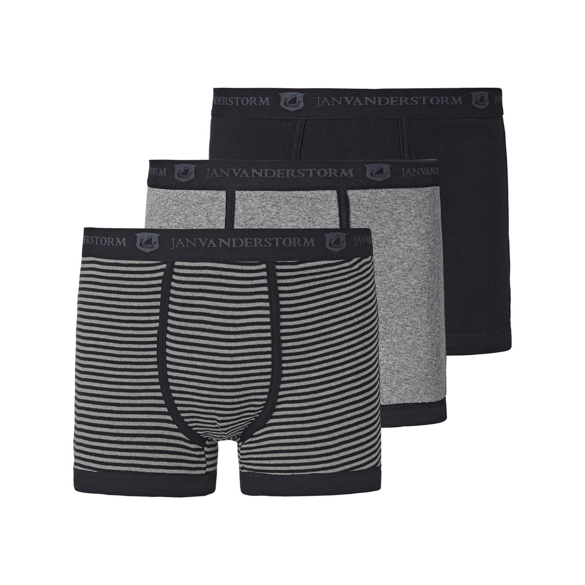 Lot de 3 boxers JASIEL gris noir, JAN VANDERSTORM