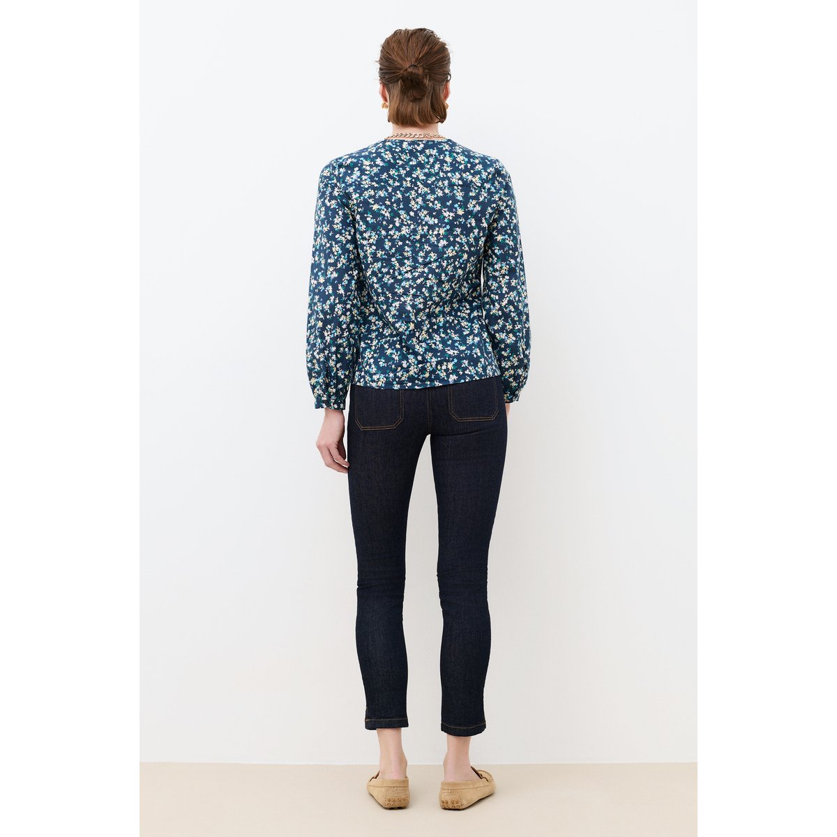 Chemise droite col rond COLOMBY noir, CAROLL