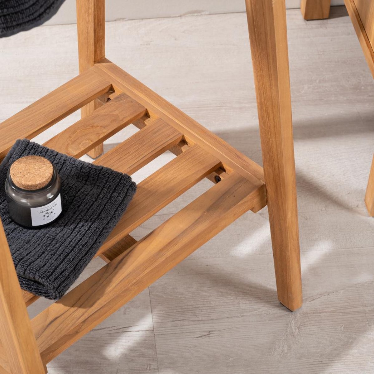 Porte serviette en teck rectangle à poser naturel, WANDA COLLECTION