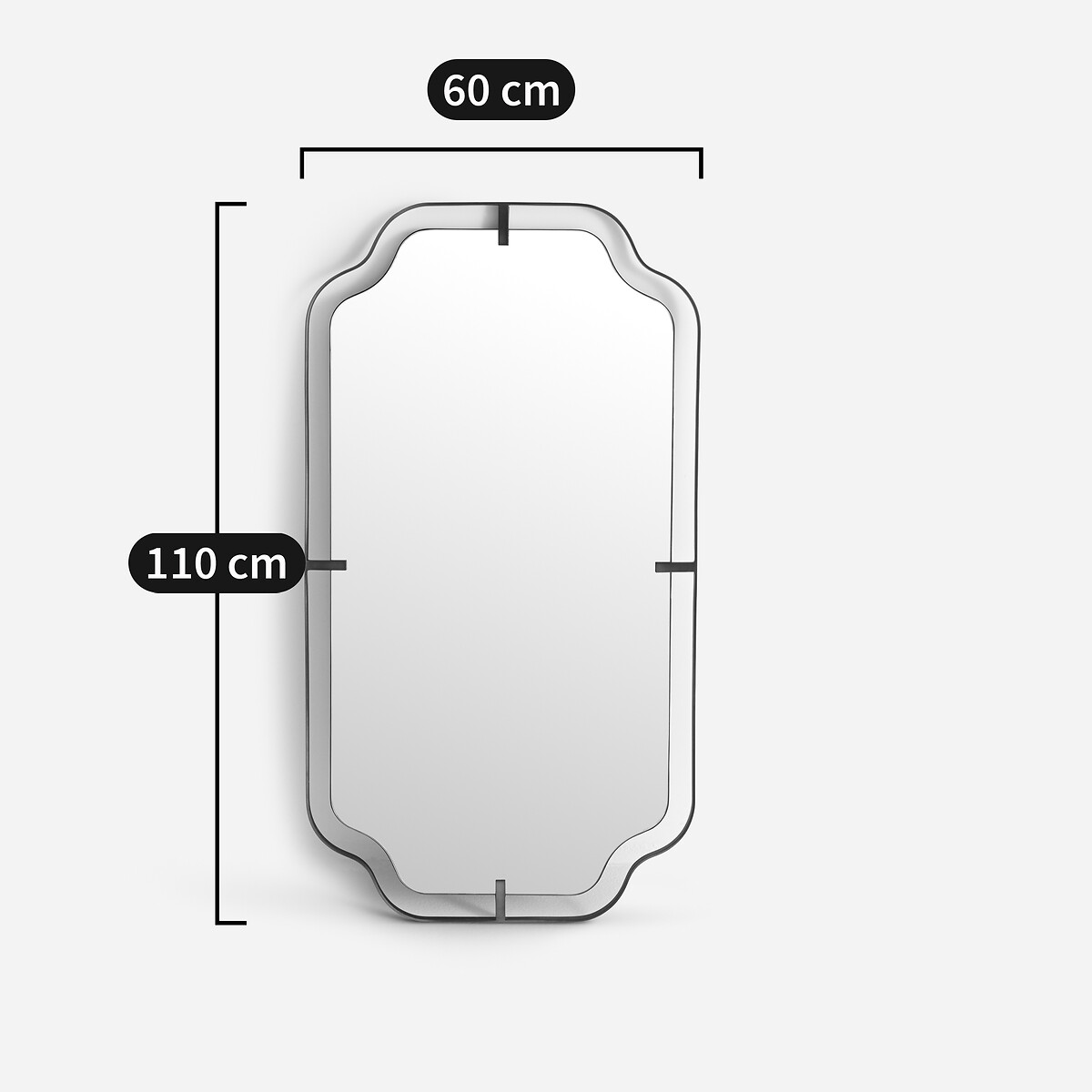Miroir style années 30, en métal fer gun métal, hauteur 110 cm, EYLEEN gun métal, AM.PM