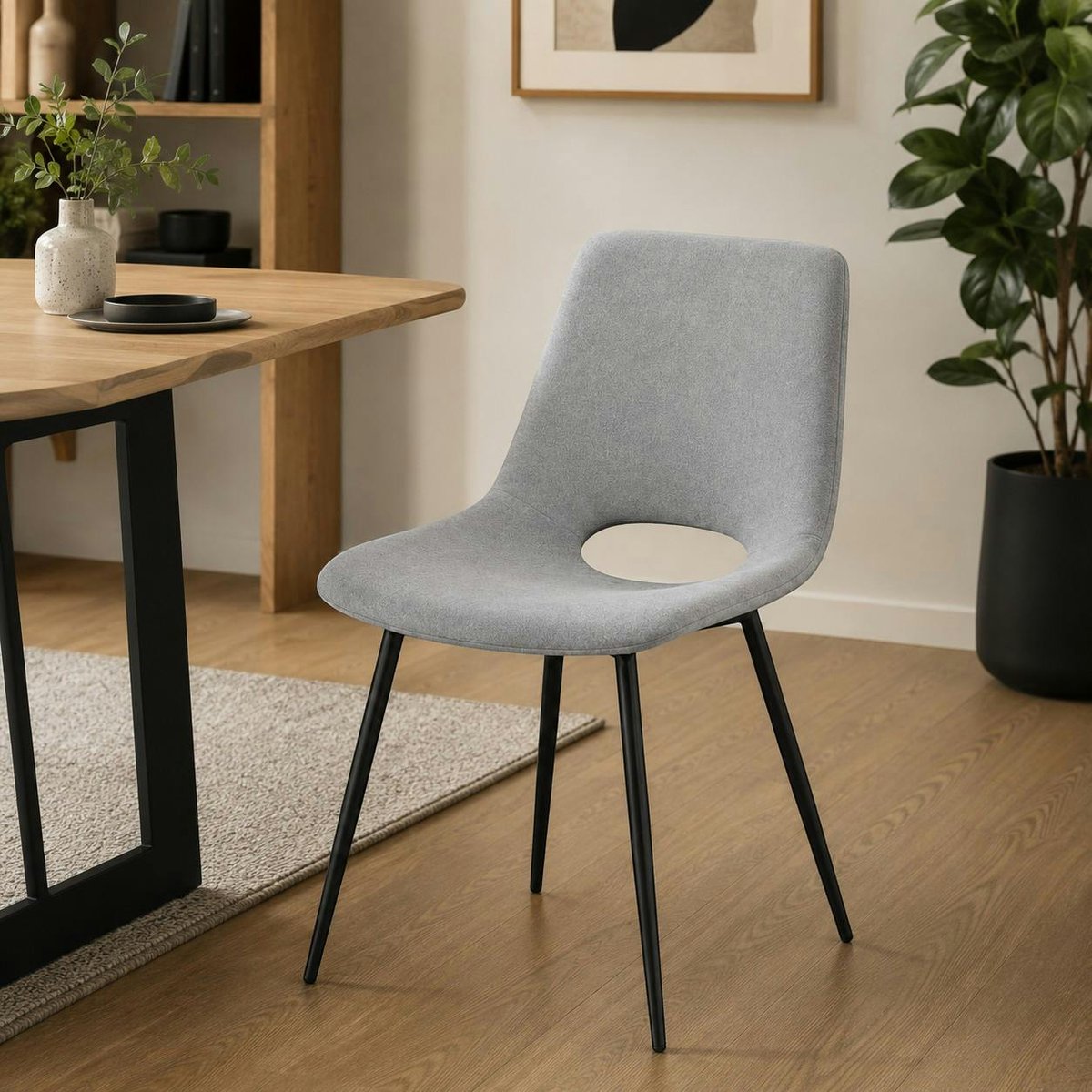 Chaise en tissu, dossier ouvert (lot de 2) LORA gris, PIER IMPORT