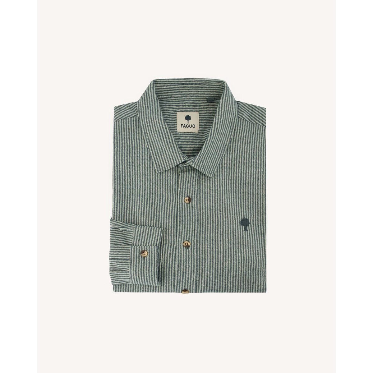 Chemise en flanelle vert foncé et écru, FAGUO