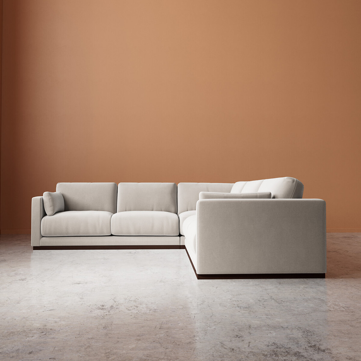 Alesund Crushed Velvet Corner Sofa ecru , SWOON