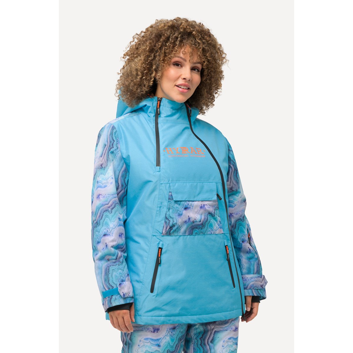 Veste à capuche technique, tissu imperméable bleu minéral, ULLA POPKEN