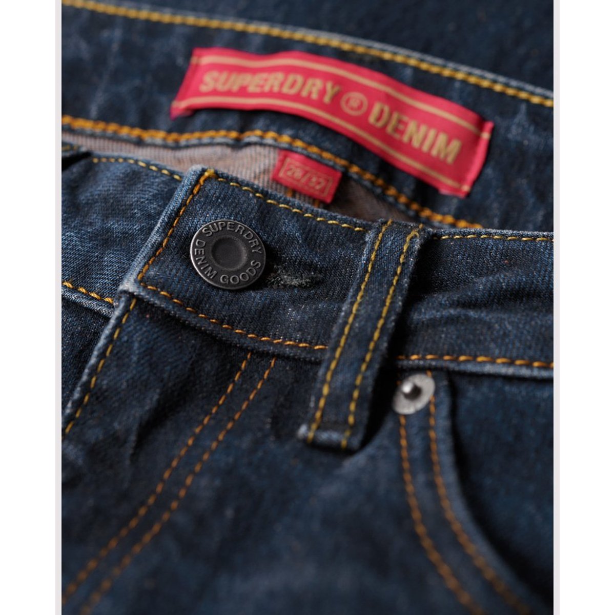 Jean slim évasé taille mi-haute en coton biologique van dyke moyennement usé, SUPERDRY
