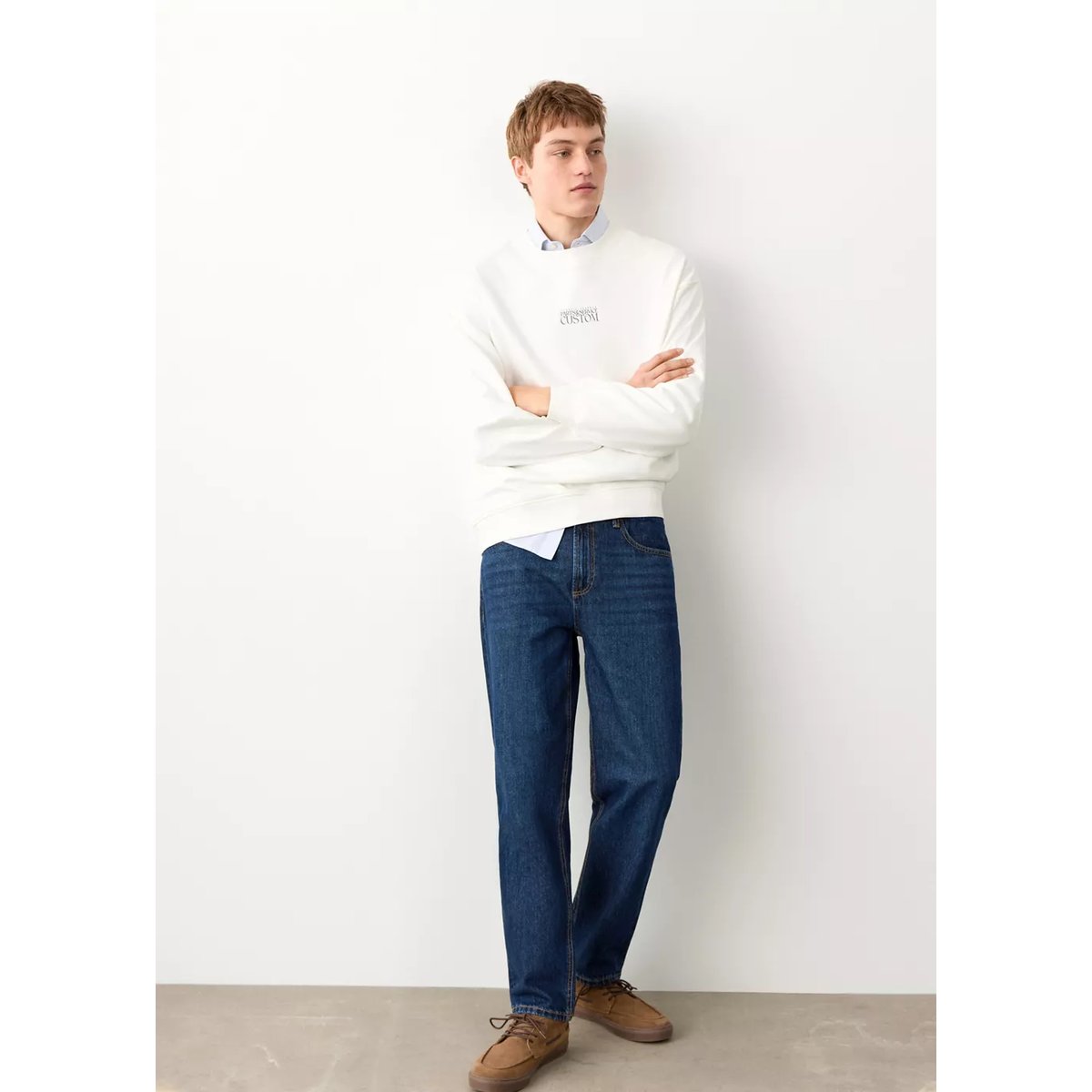 Sweat-shirt coton imprimé blanc cassé, MANGO TEEN