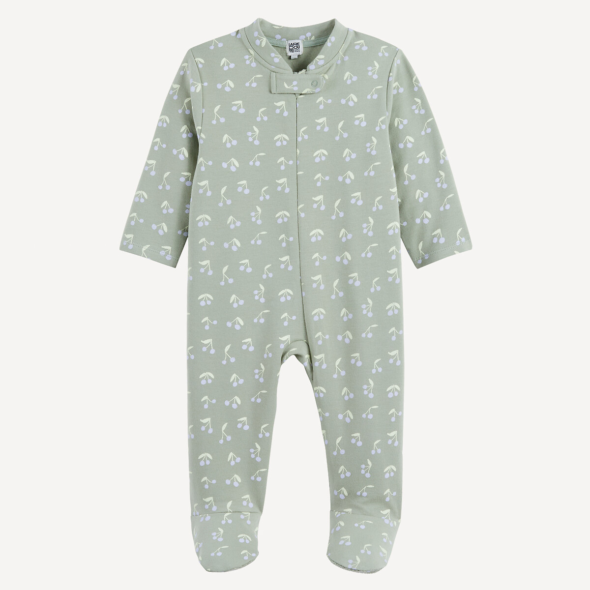 Overpyjama van molton, kersenprint groen , LA REDOUTE COLLECTIONS