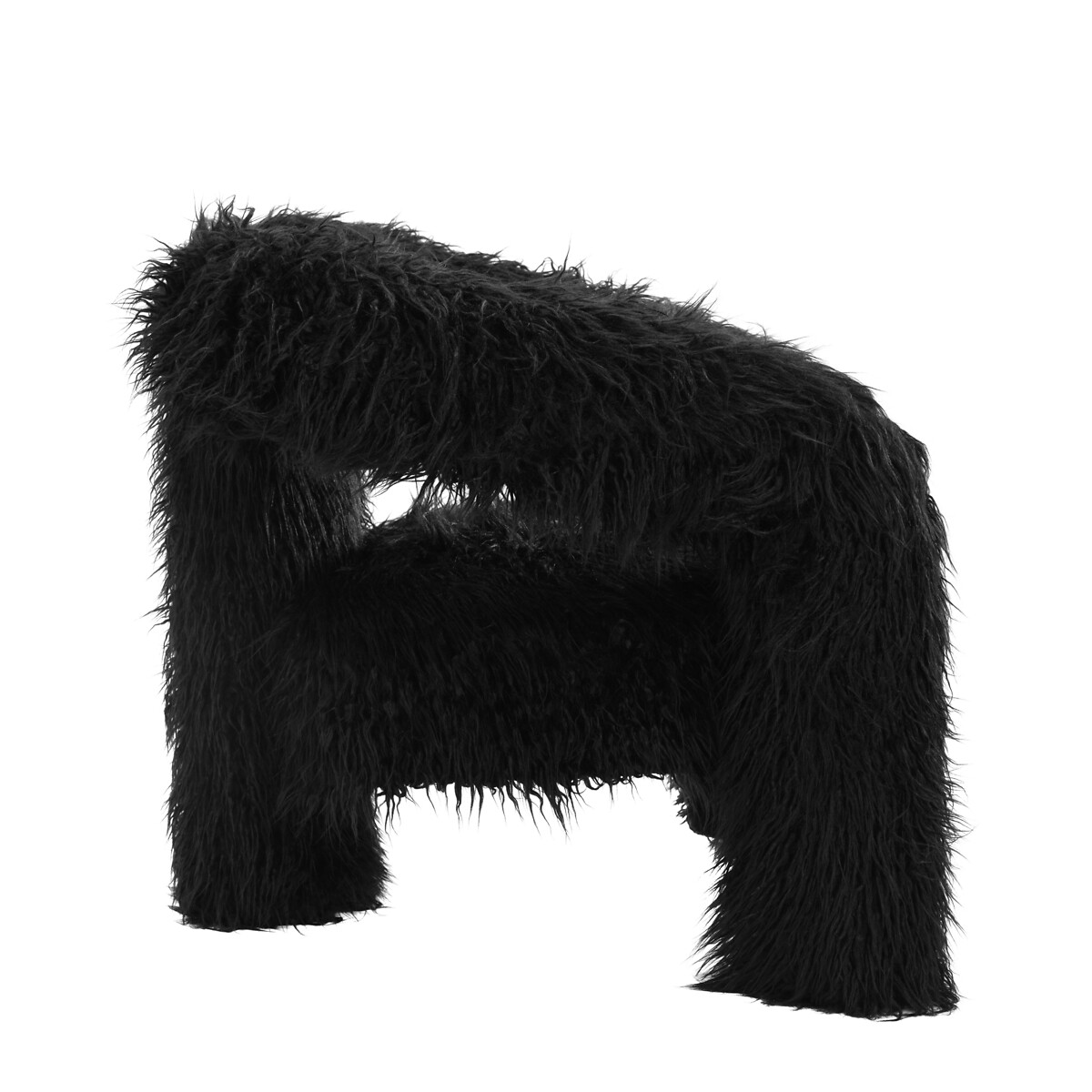 Katrin Faux Fur Sculptural Accent Chair black, ÉDITÉ