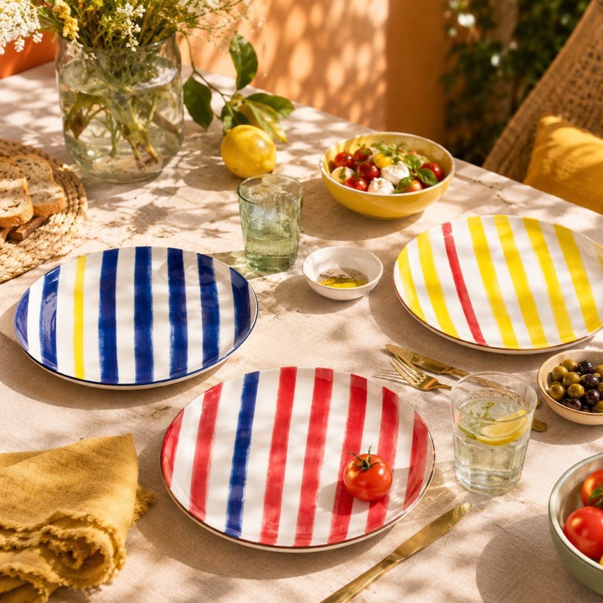 Lot de 6 grandes assiettes, LE PETIT CABANON multicolore, ARTIME