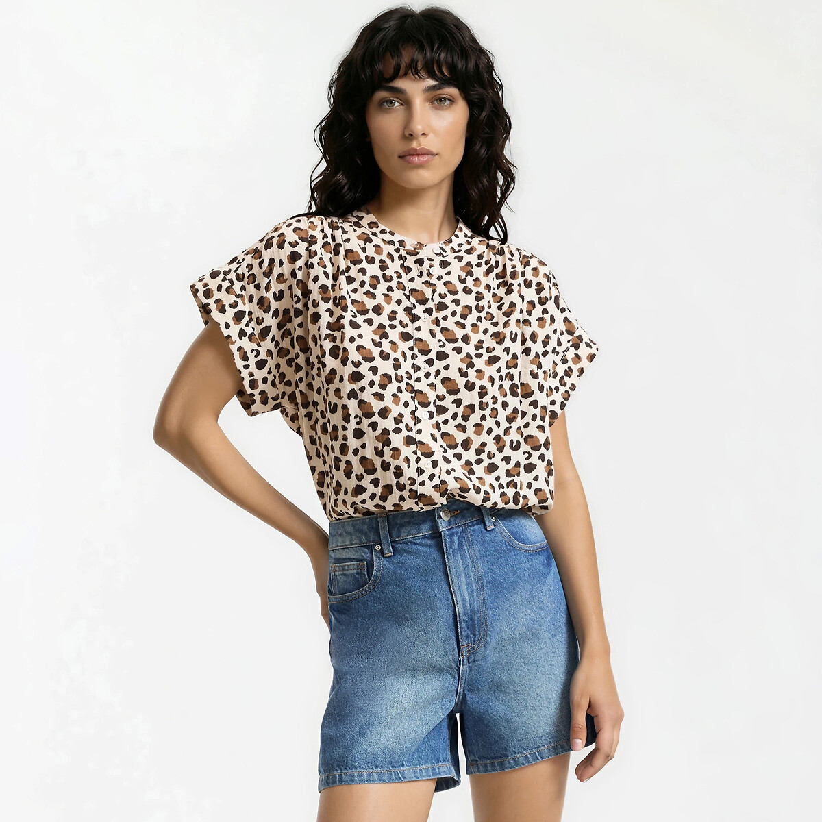Blouse manches courtes col rond imprimé léopard imprimé léopard, LA REDOUTE COLLECTIONS
