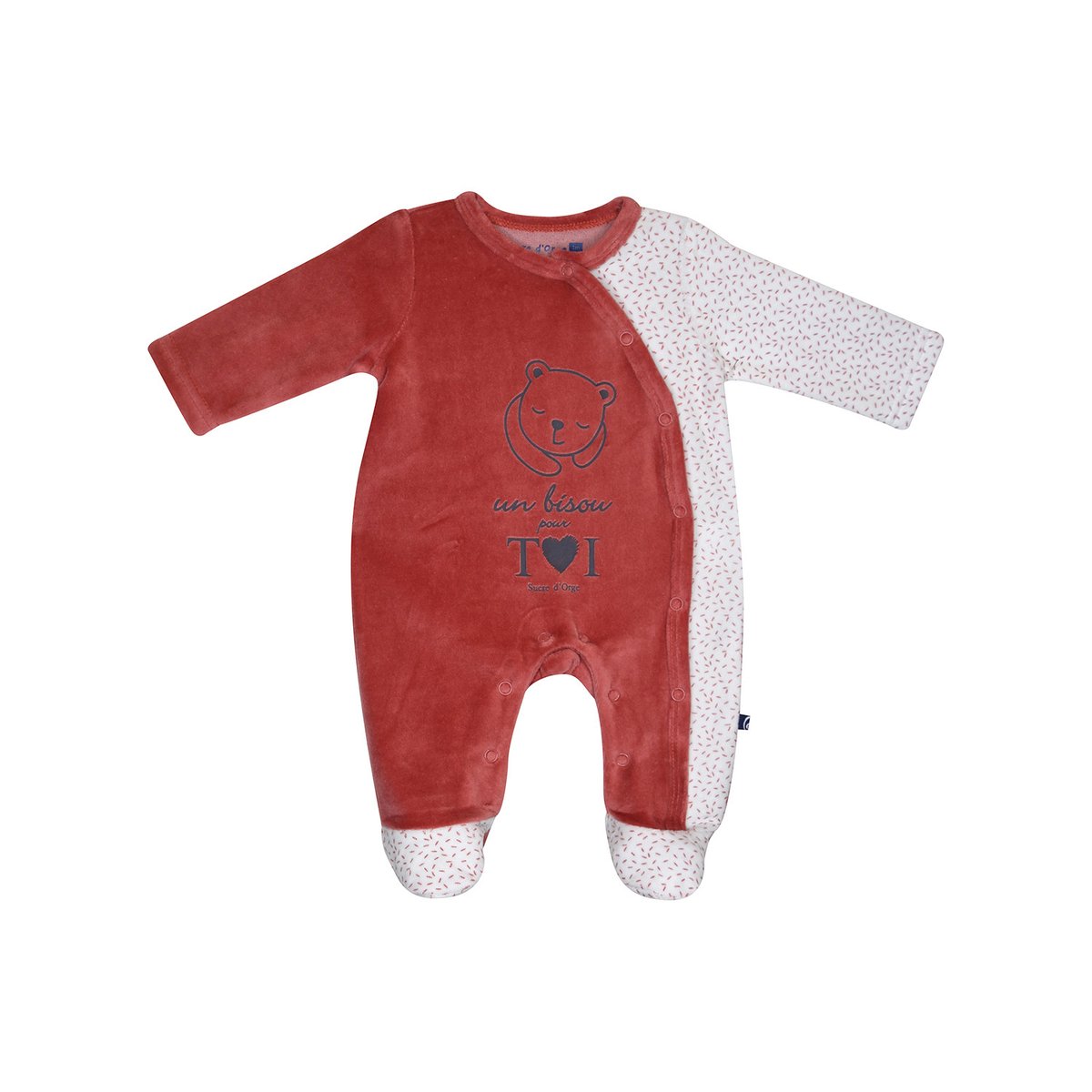 Dors bien mafalda velours rase ouverture devant naissance rouge, SUCRE D'ORGE