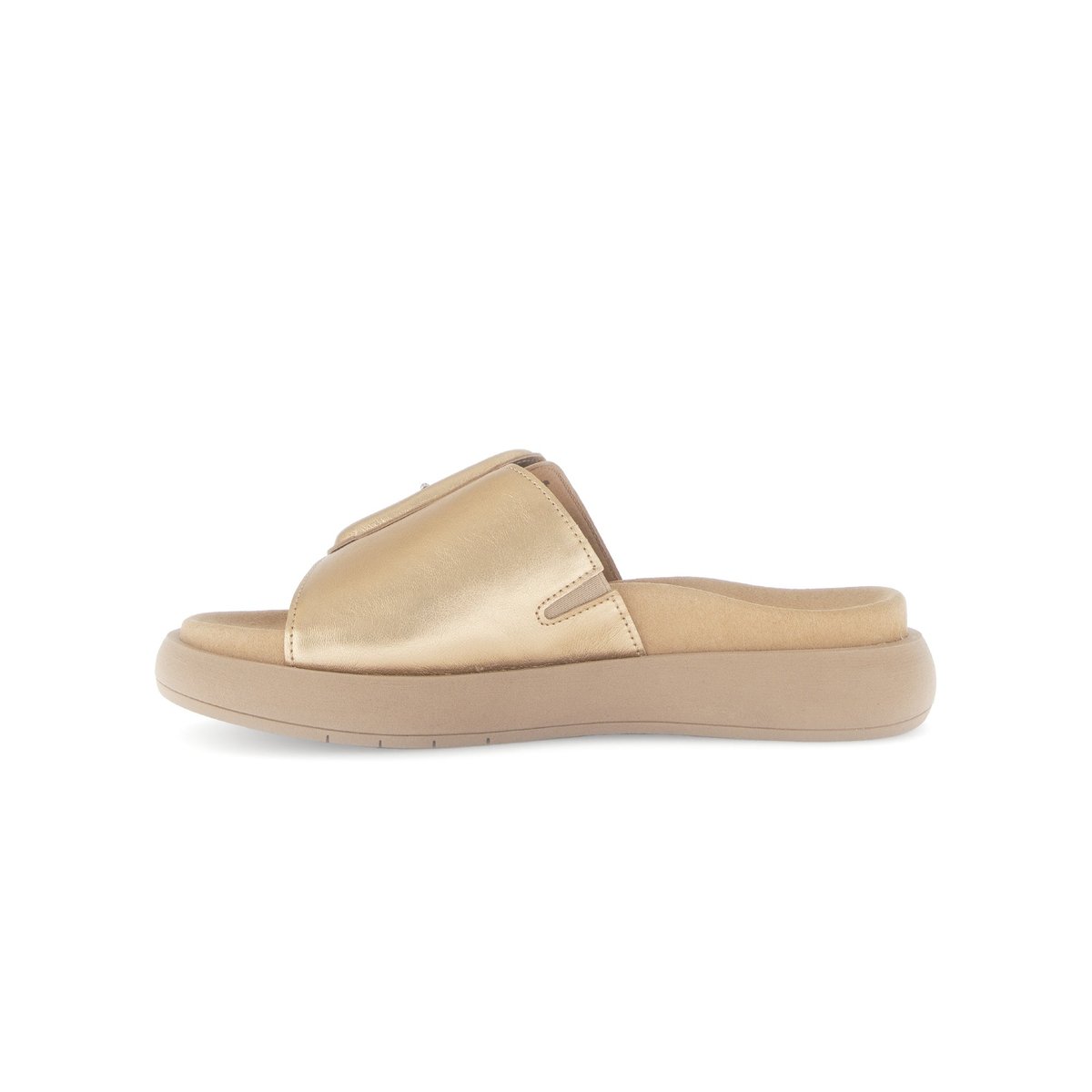 Mules en cuir lisse à talon compensé doré, GABOR