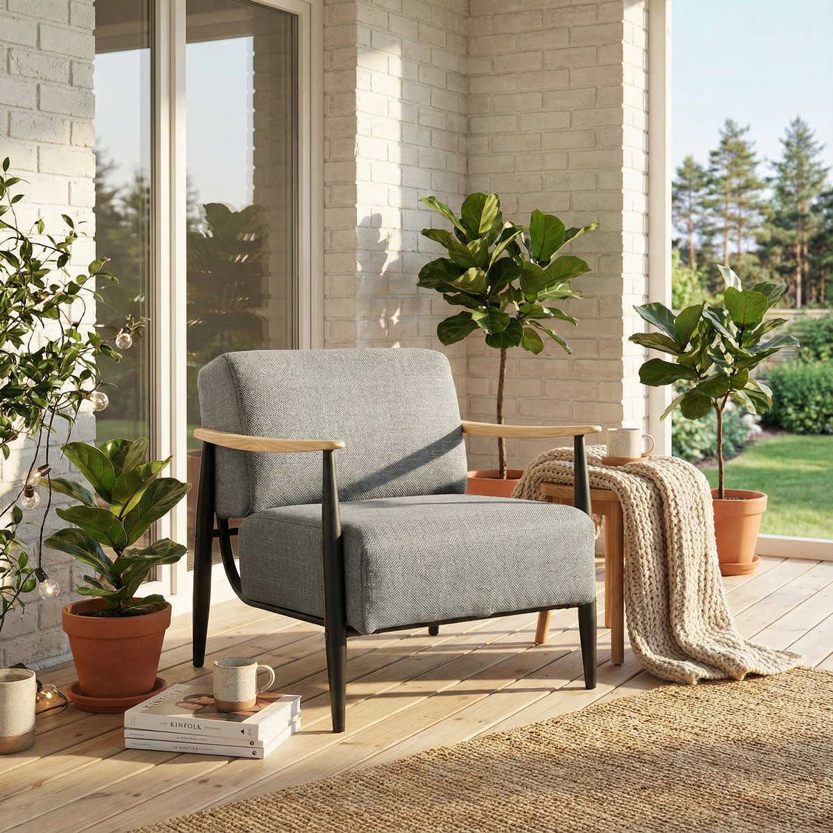 Fauteuil confortable style scandinave, MOLICA gris, MEUBLES COSY