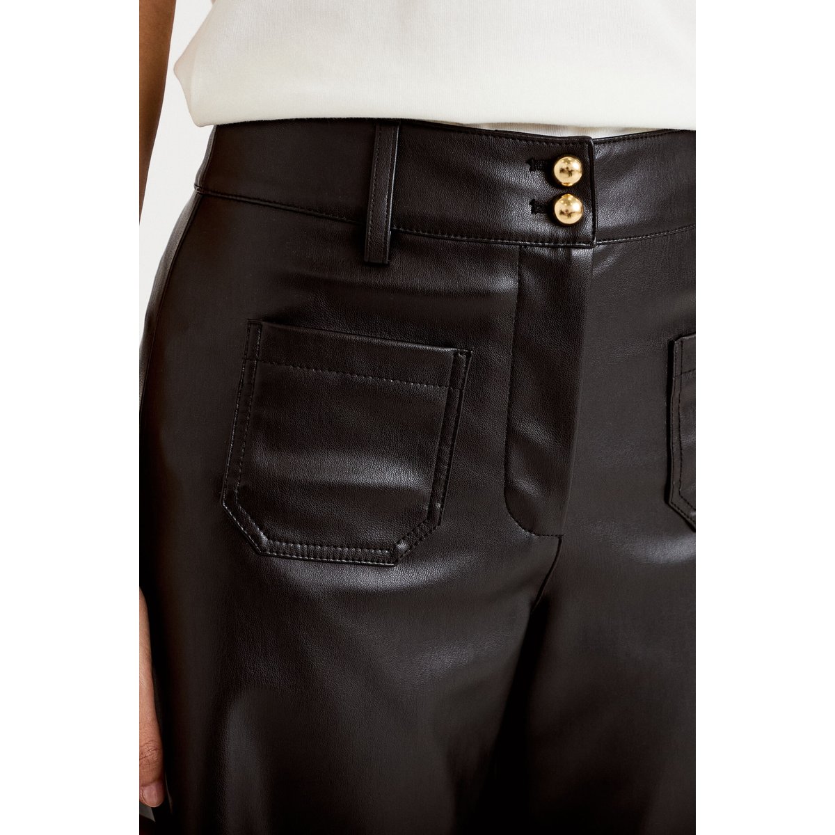 Pantalon bootcut 3/4 taille haute noir, CACHE CACHE