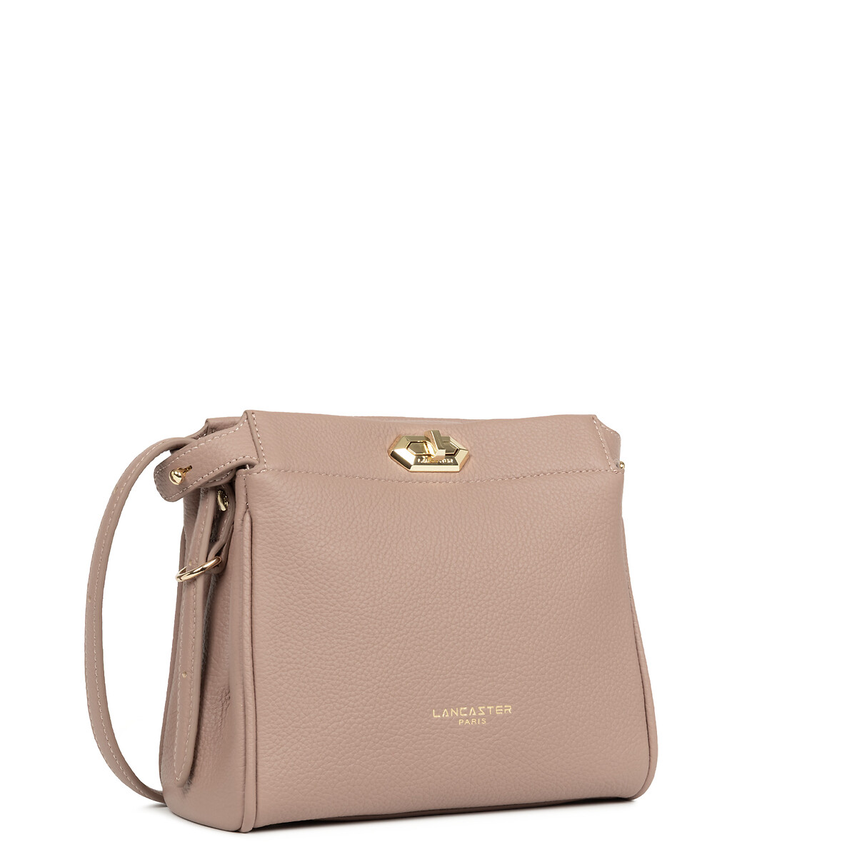 Sac trotteur avec fermoir S en cuir, LADY ROMY nude, LANCASTER