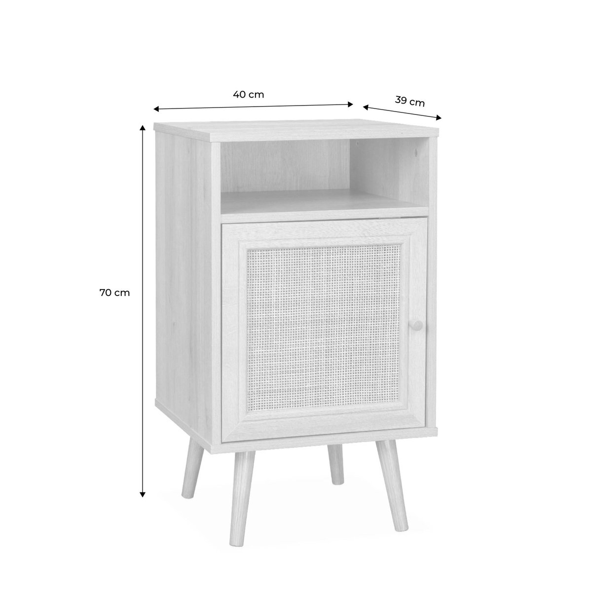 Table de chevet scandinave en cannage 1 porte (lot de 2) BOHÈME naturel, SWEEEK