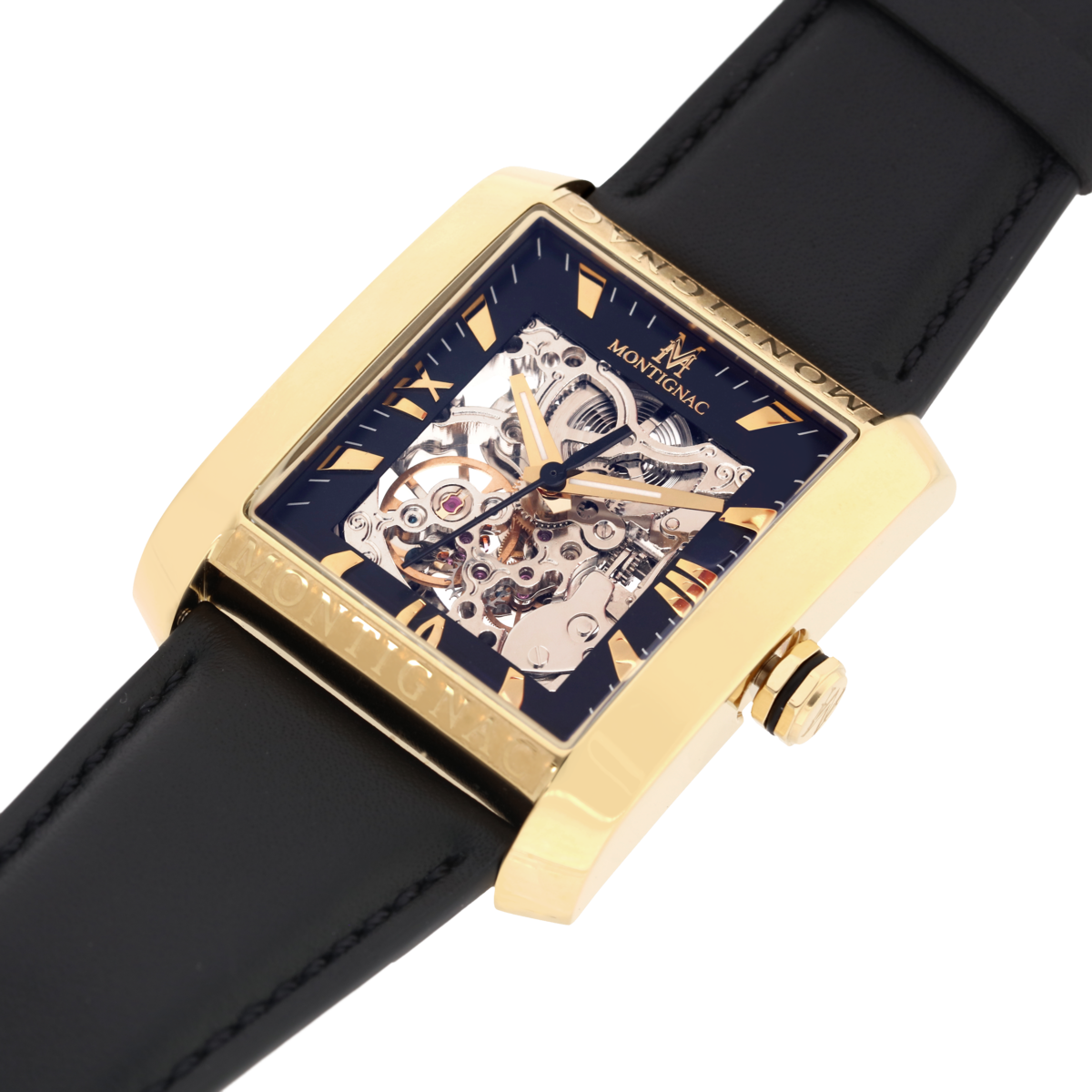 Montre Analogique  RECTANGLE doré noir noir, MONTIGNAC