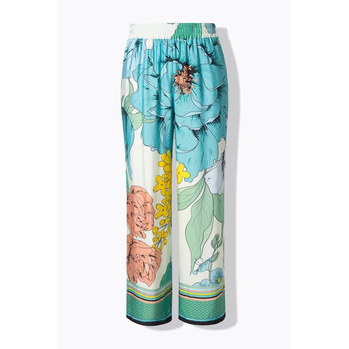 Pantalon, motif à fleurs, jambe large mandarine, ULLA POPKEN