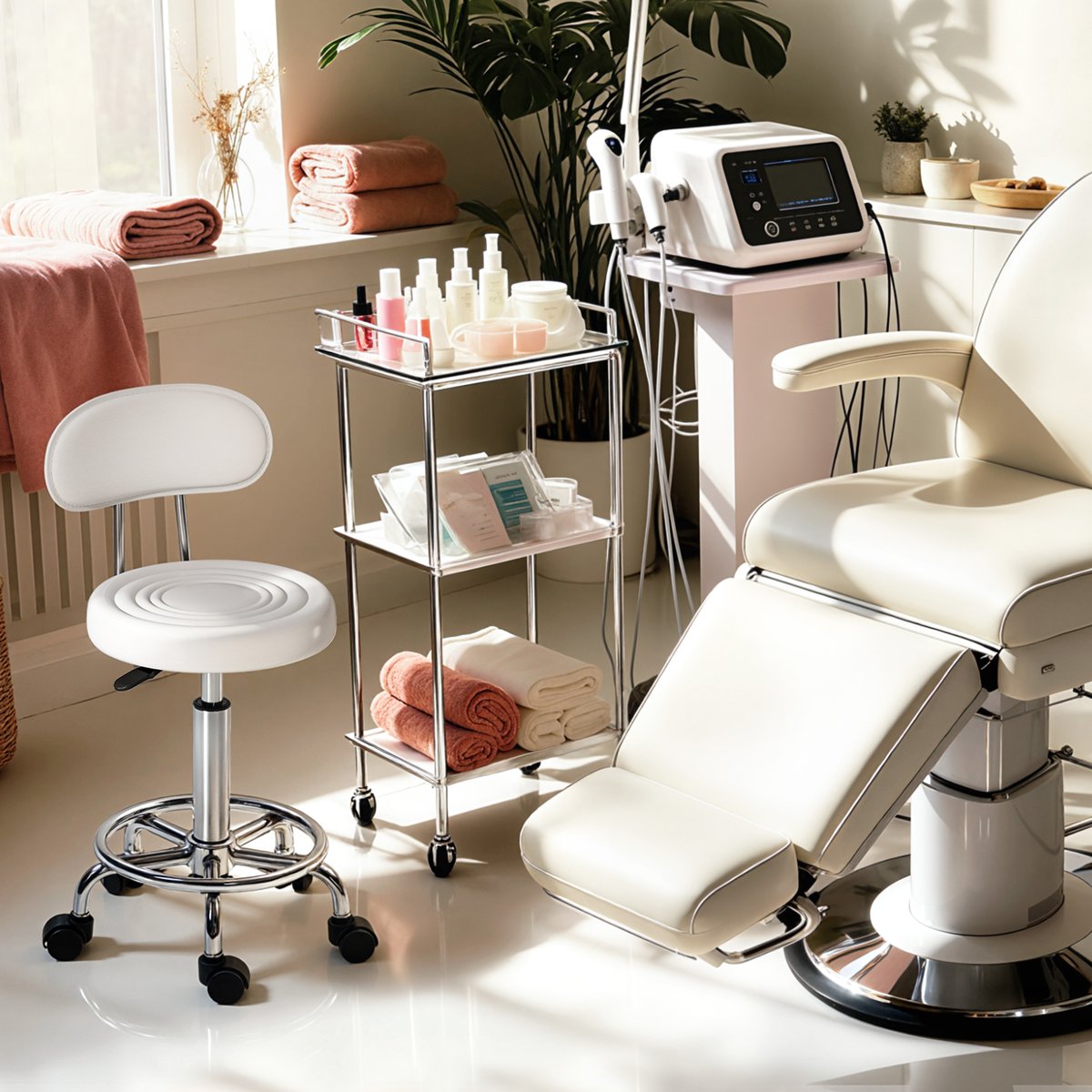 Tabouret de salon Acier Blanc blanc, HOMCOM