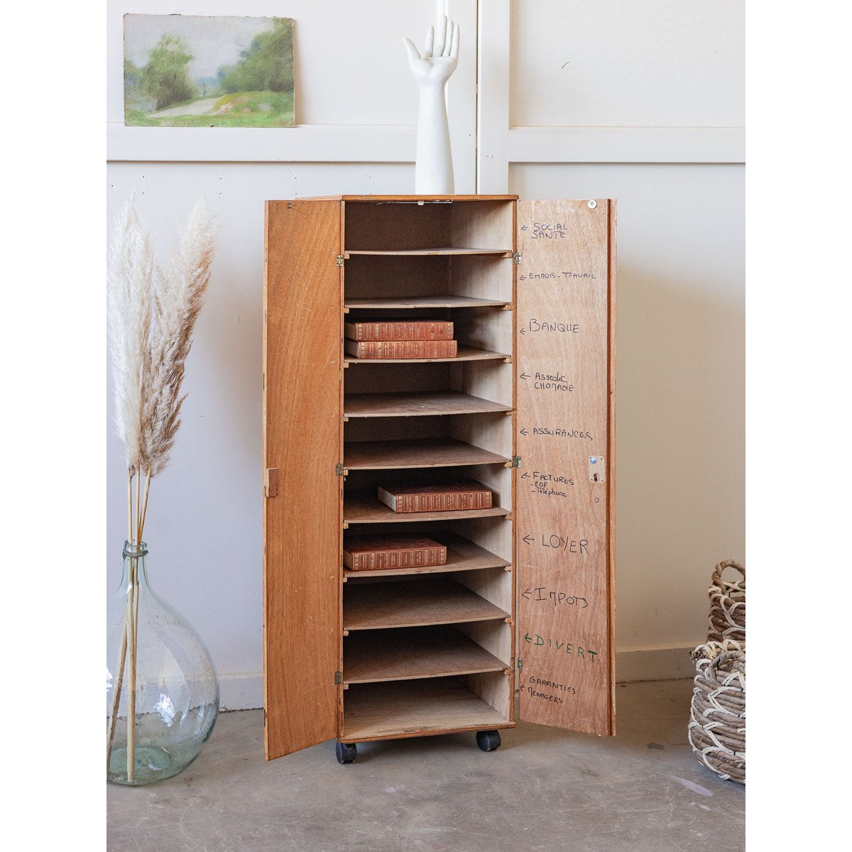 Armoire de bureau Blandine N°509 - Bon état bois clair, DEBONGOUT